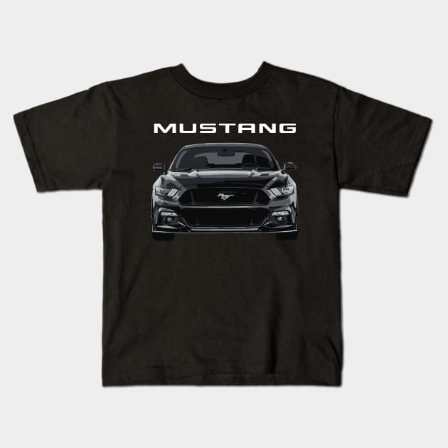 Mustang GT 5.0L V8 Performance Car Shadow Black Kids T-Shirt by cowtown_cowboy